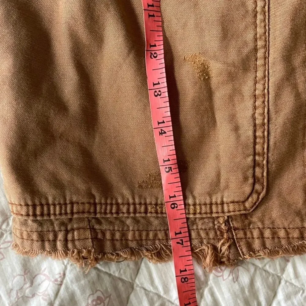 New Free People On The Horizon Mini Skirt Size 2 Cargo Asymmetric Raw Edge Hem